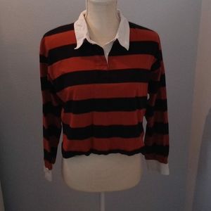 Long-sleeve striped crop top